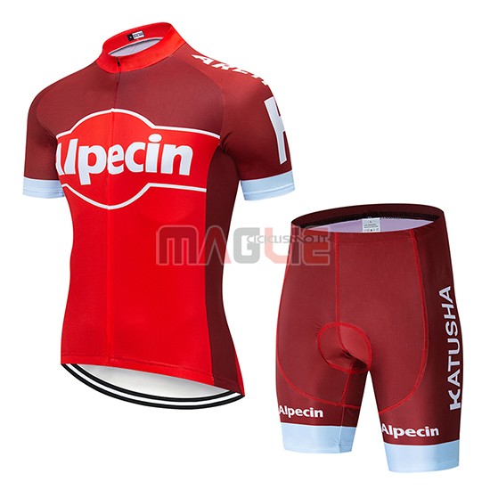 Maglia Katusha Alpecin Manica Corta 2019 Rosso Bianco